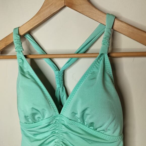 Athleta Aqualuxe Tankini Swim Top Seafoam Tie Back - Picture 3 of 8